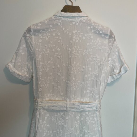 SEZANE Adele Floral Embroidered Eyelet Button Down Midi Shirt Dress \\ 38 (6) - Picture 9 of 9